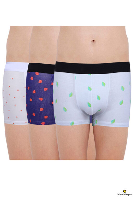 ONELEPH Men's Modal Fabric Printed Trunk, Stretchy Underwear, Silky Smooth  Innerwear Combo Pack Emoji Shorts (Pack of 3, Multicolor)